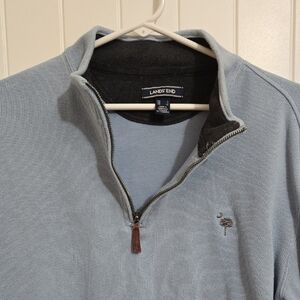 Lands' End Men's Light Blue Zip-Up Sweater